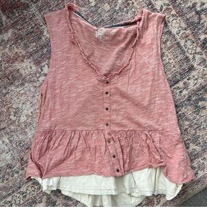 Pilcro Pink Ruffled Tank Top